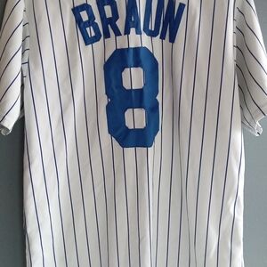 Majestic Milwaukee Brewers Ryan Braun 8 Baseball Jersey Mens White Pinstripe